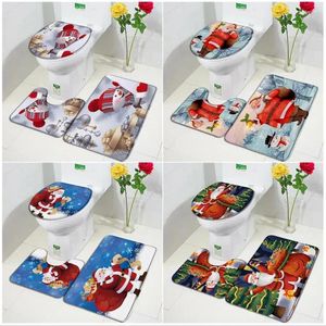 Badmatten Grappige Snowman Christmas Mat Set Kerstman Kerstmisbomen Gift Winter Jaar Home Badkamer Decor Vloer Tapijten Toiletdeksel Cover