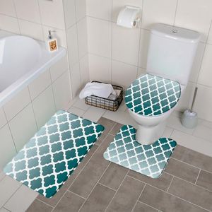 Alfombras de baño Alfombras de baño con diamantes geométricos, 3 uds., estera, rejilla blanca y negra, conjuntos de decoración de mármol, alfombra de franela antideslizante, cubierta de tapa de inodoro