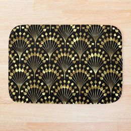 Badmatten goud op zwart kunst-deco geometrisch patroon mat 3D print anti slip zacht wasbare wasbare badkamermat1