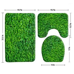 Badmatten Groene Creeper Vine Plant Blad Lente Zomer Landschap Badkamer Tapijt 3-delige Set Antislip U-vormige Pad Toilet Decor