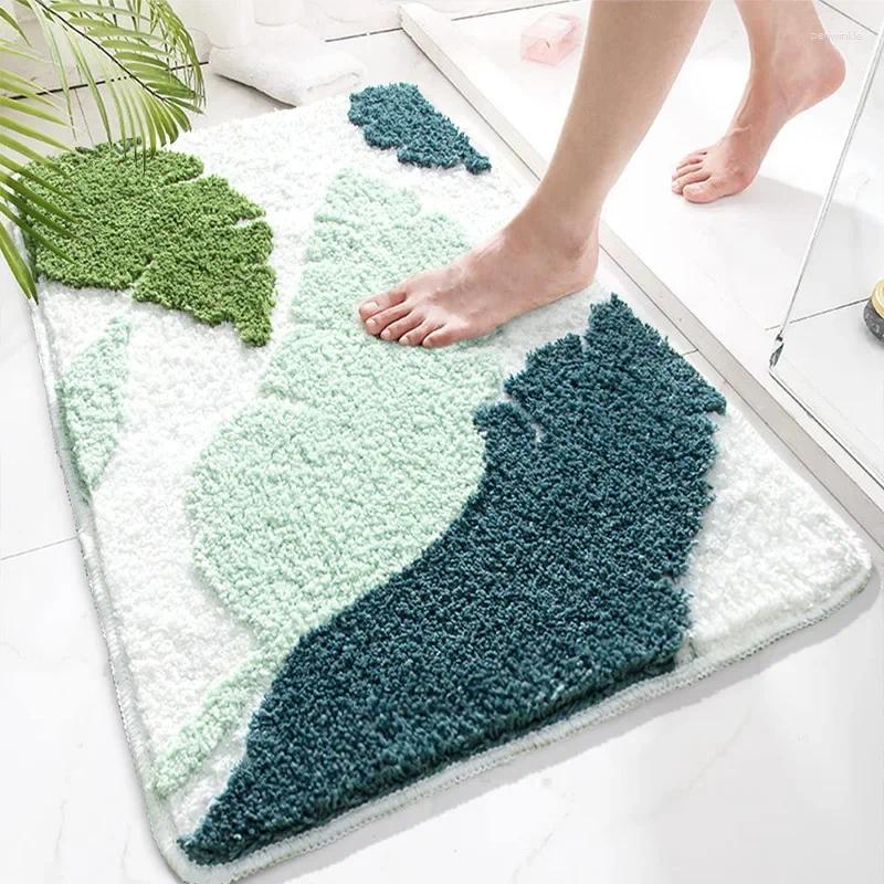 Tapetes de banho verdes licença super absorvente tapete de tapete de tape