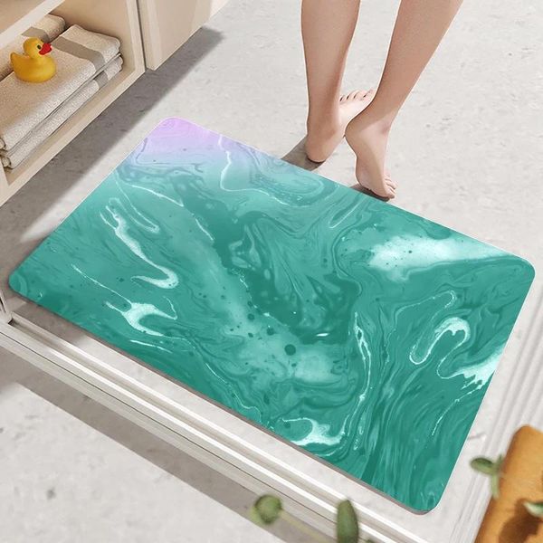 Tapis de bain en marbre vert tapis de salle de bain tapis modernes et produits de douche absorbants set