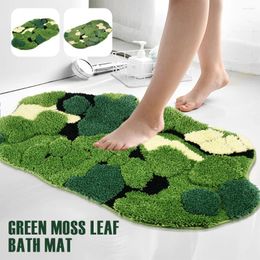Mattes de bain Green Moss Leaf Mat 50x80cm Tapis de salle de bain en microfibre doux sans glissement