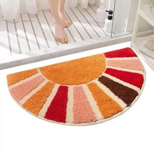 Alfombrillas de baño Half Circle Sun Rug Mat de ducha para baño 16x30 pulgadas Semi redondas Boho Retro dormitorio