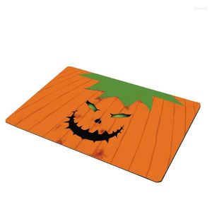 Tapis de bain Halloween citrouille paillasson porte d'entrée tapis de sol décoratif de vacances tapis d'extérieur lavable et réutilisable