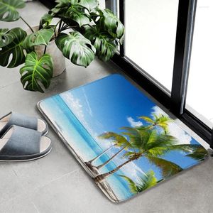 Badmatten Hawaii Zee uitzicht Mat Ocean Beach Palm Tree Toegang Vlucht Home Decor Non-slip Absorberende badkamer Toilet Tapijten