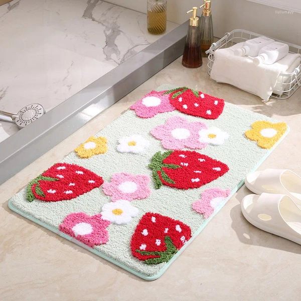 Tapis de bain tapis de salle de bain à cheveux hauts absorbant antidérapant dessin animé microfibre pied moelleux petits tapis de sol tapis de baignoire mignon