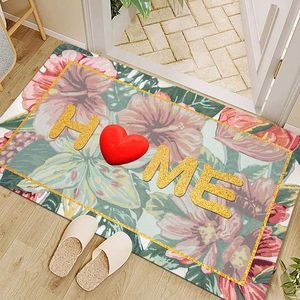 Tapis de bain Tapis à motif d'amour rouge pour la maison, paillasson de bienvenue pour salon, cuisine, lavable, décoration de chambre à coucher, tapis antidérapant pour entrée de salle de bain