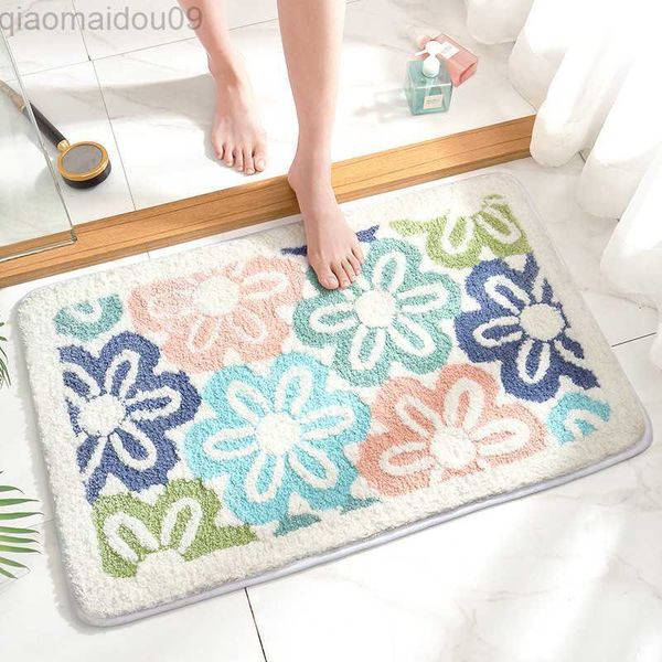 Alfombrillas de baño Alfombrilla de baño para el hogar Antideslizante Alfombrillas súper absorbentes Toalla con patrón de flores para baño Alfombra de secado rápido Almohadilla para bañera AA230506