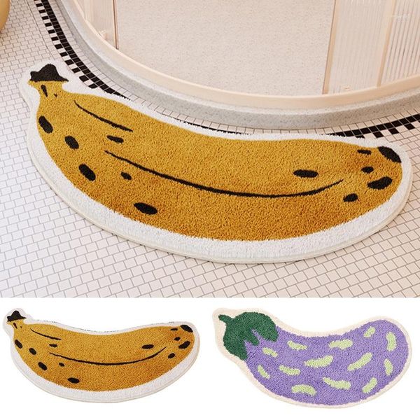 Tapis de bain Imitation cachemire banane aubergine tapis en peluche en forme absorbant l'eau salle de bain tapis de sol dessin animé fruits Net rouge