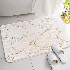 Tapis de bain Inyahome Tapis de bain pour salle de bain Luxe Blanc et Or Tapis de salle de bain antidérapant et doux Tapis de bain absorbant Décor pour cuisine Intérieur 230530