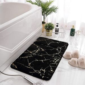Tapis de bain Inyahome Tapis de salle de bain en marbre Tapis de salle de bain antidérapants en or noir Tapis de bain lavables ultra doux pour tapis de sol de salle de bain Tapis 230607