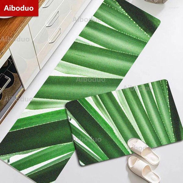 Alfombrillas de baño Pequero de cocina 3D Green Bamboo estampado de estampado Mat de estampado Pasillo Balcón de estar sin deslizamiento Alfombras Alfombra de baño