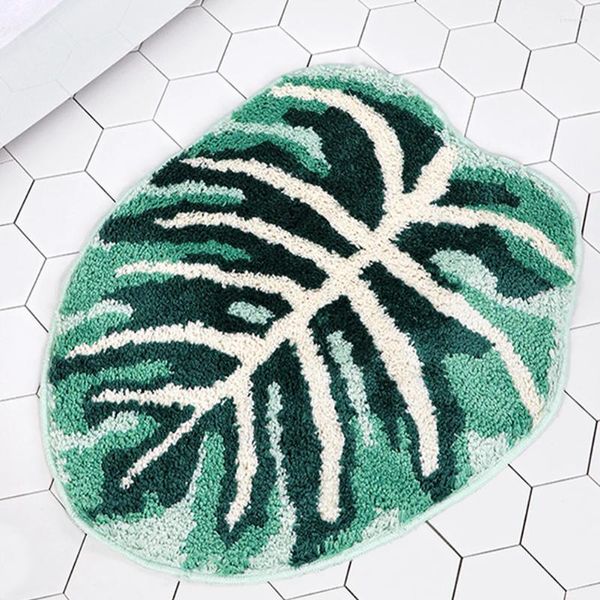 Baignoire tapis de cuisine de cuisine chaude fraîche sensation lavable soft absorbant feuilles vert appartement douche de salon heureux salon non glissade baignoire