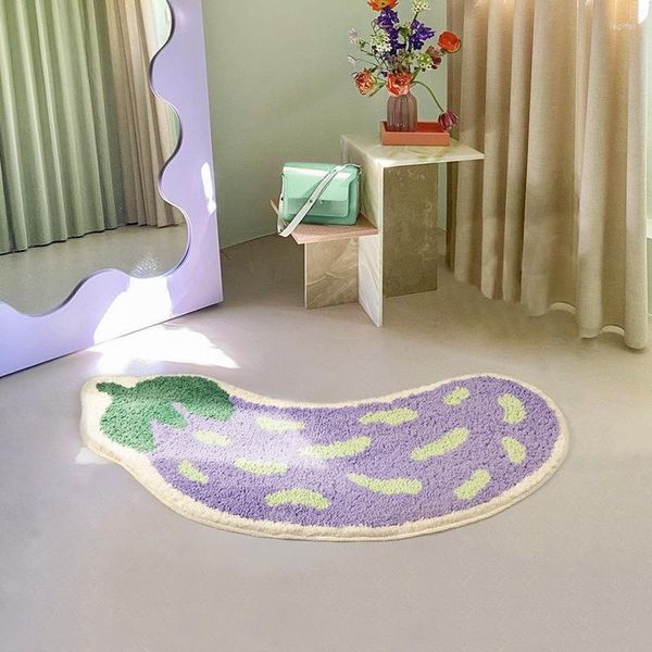 Alfombras de baño Alfombra de baño de frutas coreanas Alfombra de arco Alfombra de piso antideslizante para cuarto de ducha Forma de ventilador creativo Felpudo Bañera suave Alfombras laterales