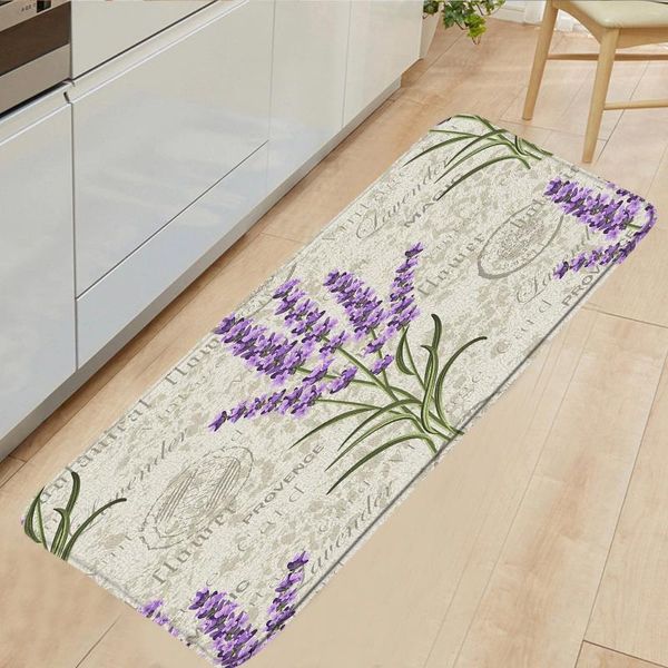 Alfombrillas de baño Europa de lavanda retro colch de cocina floral frasco antiguo decoración de baño decoración de baño suave alfombra alfombra de baño