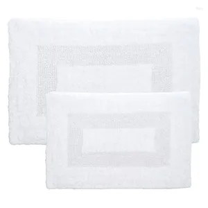 Tapis de bain somptueuse maison 2 pièces en coton de tapis de salle de bain réversible set tapis blancs