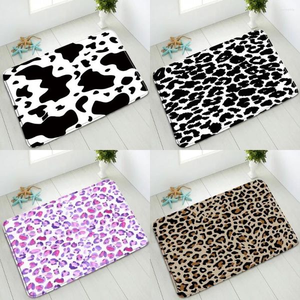 Alfombrillas de baño estampado de leopardo estera sin deslizamiento dormitorio sala de estar sala de estar de felpues absorbente de la franela lavable almo