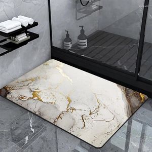 Mattes de bain Mat de luxe en pierre super absorbant Absorbant non glissée Salle de bain Diatomaceous Terre Douche de terre Chauffeur de toilette à pied doux Lavable