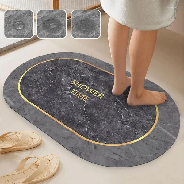 Alfombras de baño Alfombra ovalada de mármol Piso de goma Baño Alfombra de baño Absorber almohadilla para pies Alfombra de puerta de secado rápido Alfombra antideslizante para cuarto de ducha