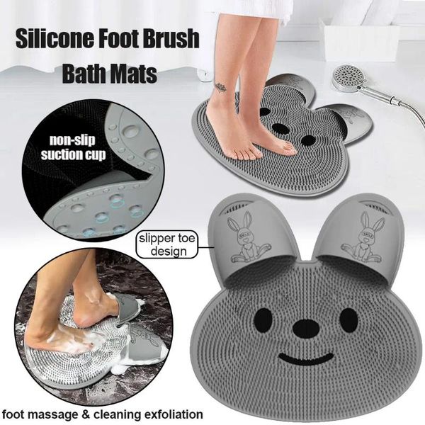 Mattes de bain tapis exfoliant le pied de massage en silicone brosse de douche non glissée pavé de sol de salle de bain avec laveur de sucette