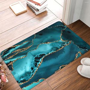 Tapis de bain pour douche décor de la maison en or bleu marbre amateur résumé