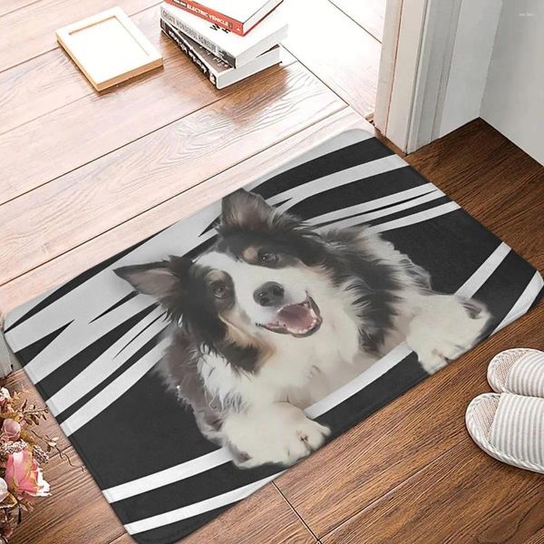 Alfombra de baño para la ducha Decoración del hogar Border Collies Fun Dog Funny Dog Retro Retro Dry Dry Slip Custom DIY BAÑO RUG