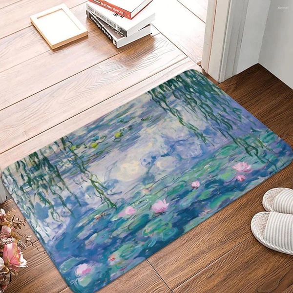 Alfombrillas de baño para ducha, entrada de la casa, lirios de agua, Claude Monet, arte de pies, almohadilla de baño, accesorios de baño antideslizantes de secado rápido