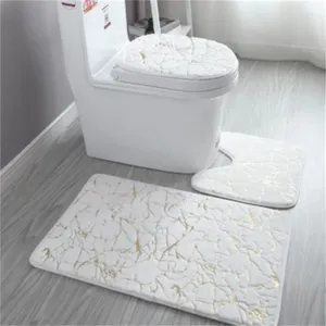 Bath Mats Mat Set Home Toilet Living Room Bathroom Gold Printing Anti Slip Rugs Bedroom Print Rug Shower