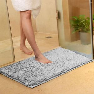 Tapis de bain tapis absorbant l'eau sol anti-dérapant tapis de salle de bain doux confortable Polyester baignoire douche gris