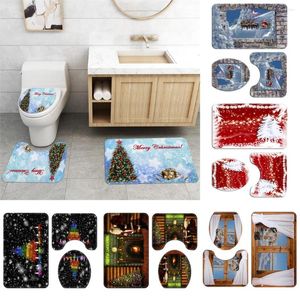 Bath Mats Merry Christmas Mat Toilet deksel Cover 3 stks Set decoratie s