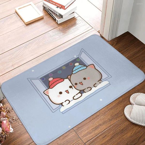 Tapis de bain Mochi Peach Goma Tapis antidérapant assis sur la fenêtre Tapis de toilette Cuisine sèche Porte de douche Pied Velours Tapis de salle de bain doux