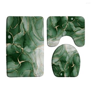 Badmatten Moderne marmeren mat set gouden lijnen groen textured patroon abstract kunst tapijt badkamer decor niet-slip tapijten toilet deksel cover