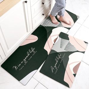 Badmatten Modern Simple Strip Keuken Anti-slip vloer Mat Huishoudelijk Waterdichte Oliebestendige PVC Lederen voet tapijtcombinatie
