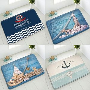 BADMATS NAUTISCHE NIET-SLIP MAT STARFISH Shell Anchor binnensoor vloer Slaapkamer Keuken Valatoere Wasbare voetblokken Absorberend tapijt