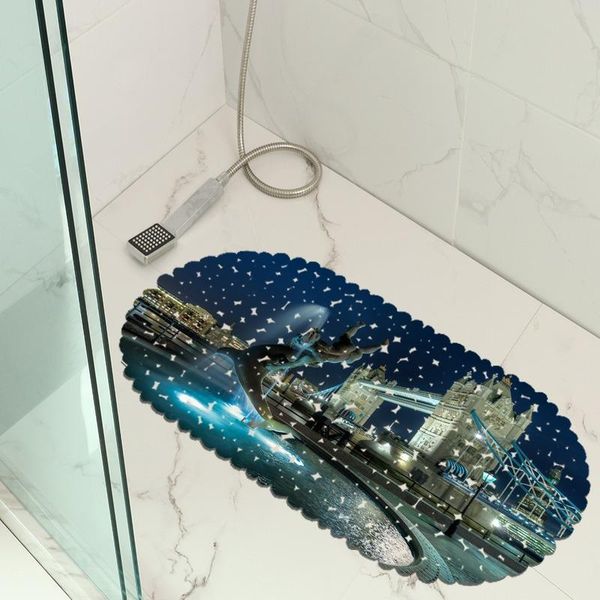 Tapis de bain vue nocturne tapis de salle de bain antidérapant El baignoire ventouse personnalisation graphique ensemble de toilette