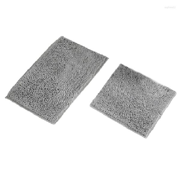 Tapis de bain antidérapants, en peluche douce, en microfibre, absorbant l'eau pour baignoire et douche, lavable en Machine, facile à utiliser, gris clair