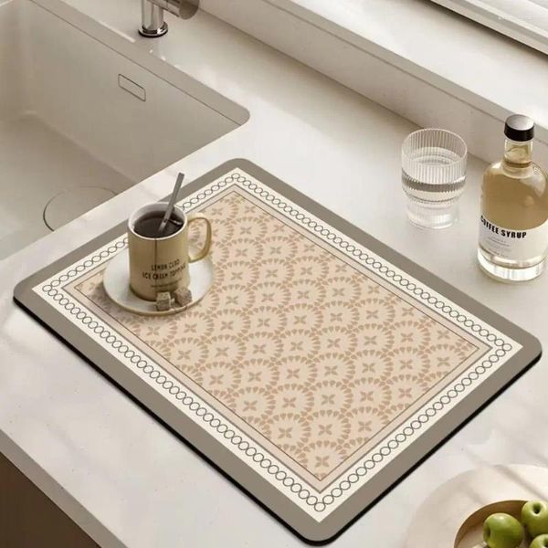 Alfombrillas de baño Máquinas de café sin lavado Estera de secado Almohadillas de aislamiento absorbentes duraderas Drenaje antideslizante Estilo simple Cocina Placemat Cup