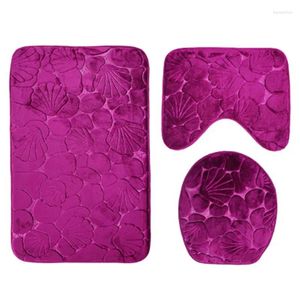 Tapis de bain tapis sans glissement avec couvercle de toilette 3 pièces / ensemble ensemble de tapis géométrique WC WC Flannel Floor pour mousse de pad