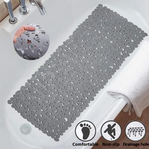 Badmatten Niet-slip Pebble Bathtub Mat Machine Wasbare Eco PVC Badkamer met afvoergaten Zuigbekers Deep Foot Massage douche