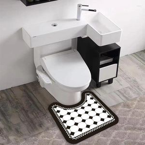 Badmatten Niet-slip Toilet Voetpad Snelle droogmat Tapijten Draagbestendige vloer Tapijten U-vormige toiletruimte Badkameraccessoires