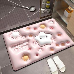 Badmatten Antislipmat Schattig Bad Vloerzijde Absorberend Tapijt Tapijt Douche Creatieve Badkamer Bloem Toegangsdeur