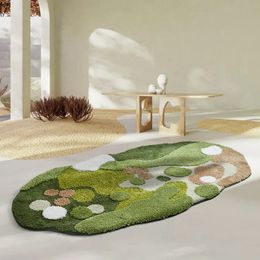Tapis de bain Tapis nordique en mousse de pelouse 3D, pour chambre à coucher, salon, forêt verte, décoration irrégulière de la maison, tapis de sol chic, tapis de chevet 230928