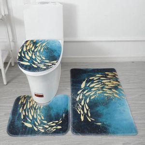 Mattes de bain Modèle de l'océan petit tapis court en peluche en peluche de sol non glisser tapis nordique couvercle de toilette de salle de bain absorbant tampon à pied
