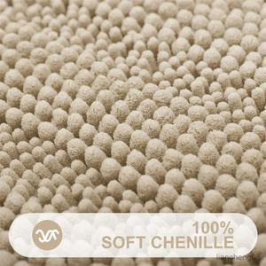 Badmatten olanly non -slip bad mat voor badkamer luxe chenille gestreepte badkleed absorberende badkamer mat wasbare pluche tapijtvoet mat kuip