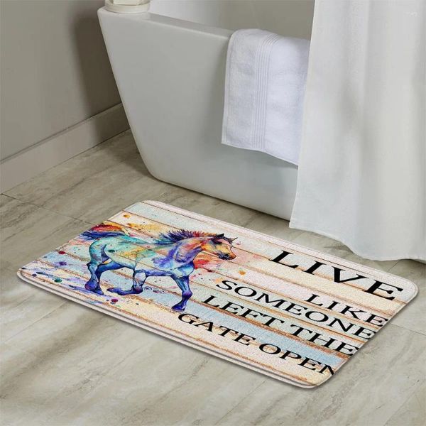 Alfombrillas de baño Citas inspiradoras Mat de madera Engrodos de grano baño ACCESORIOS DE AUTOR DE PUERTA EN LA PUERTA EN LA COMBA