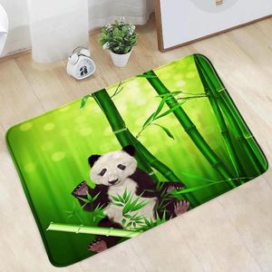 Tapis de salle de bain Panda Panda Panda Bambou Bambou Matte de salle de bain mignon Carton Animal Plant Plante Paysage Tapis de cuisine Not Slip Tapis d'entrée