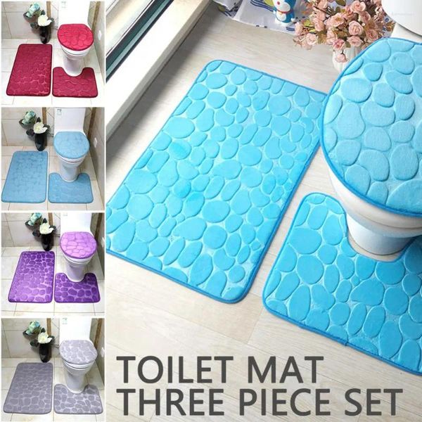 Tapis de bain Pobodes Porte en relief Carpet Bathroomat Toilet Anti-Slip Mat Floor Floor