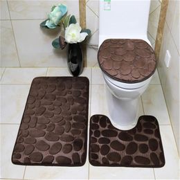 Badmatten Pebble reliëfvloer badkamer niet -slip toilet driedelige set voet tapijtproducten 220504
