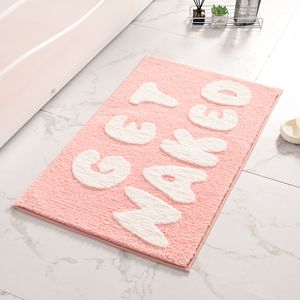 Mattes de bain roses obtiennent l'alphabet nu sur le tapis doux douche de douche de douche palissle d'entrée paillasson absorption d'eau Décoration de salle de bain